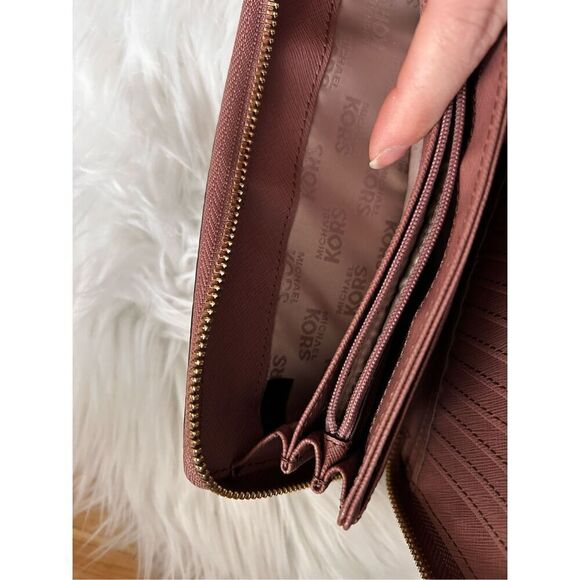 MICHAEL KORS Wallet wristlet brown Gold Zip Around MK Wristlet - Picture 5 of 5